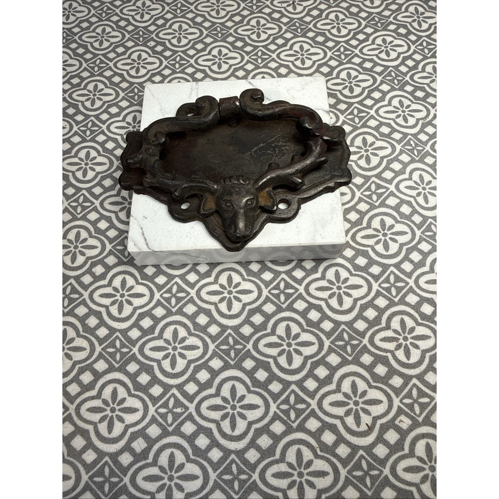 Vintage Cast Iron Bull Head Longhorn Door Knocker Farmhouse Decor. 4.5"X 3.5"